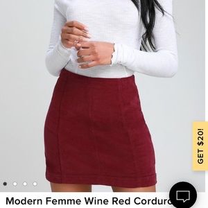 Modern Femme Wine Red Cord Skirt